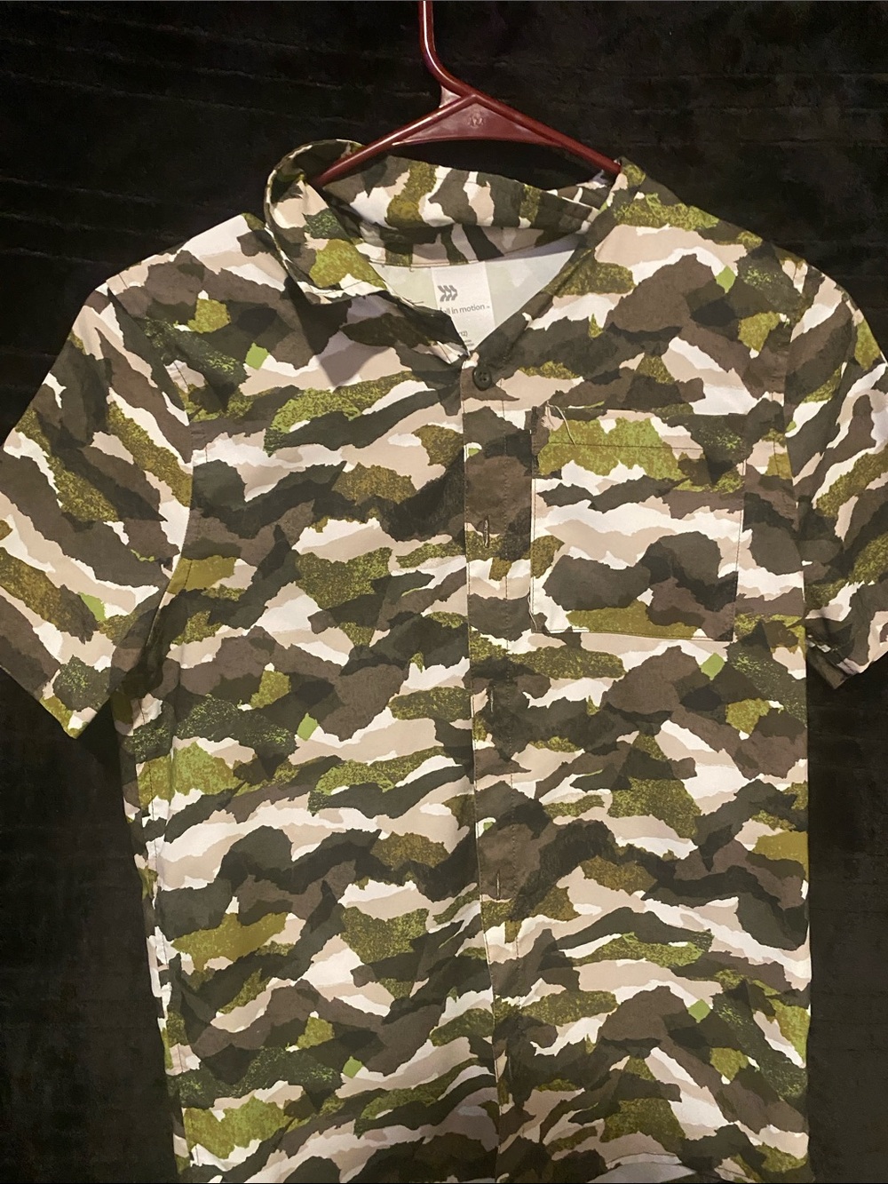 all in motion Men's Short Sleeve Camo Polo - Green, White, Brown